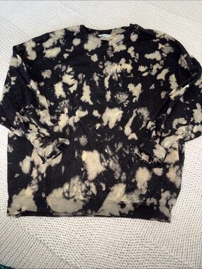 Vigoss Black and Cream Tie-Dye Crewneck Sweater - Men